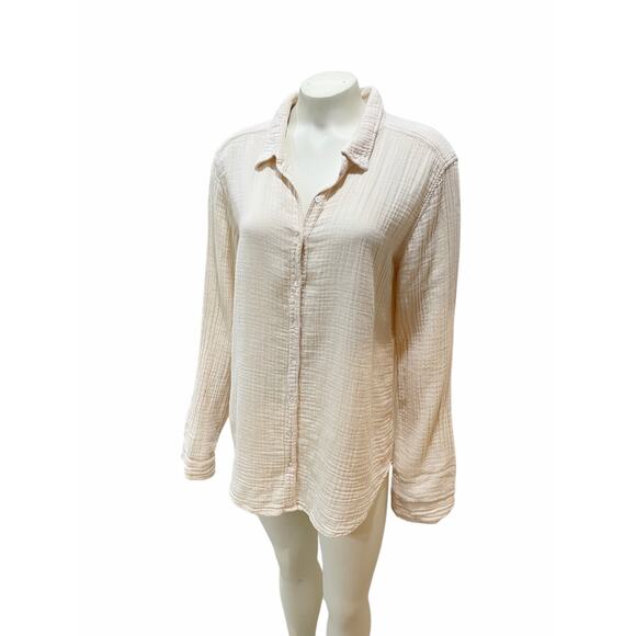 Xirena Scout Gauze Shirt Oysterette Beige Blouse Button Down Large NWT - Picture 1 of 10